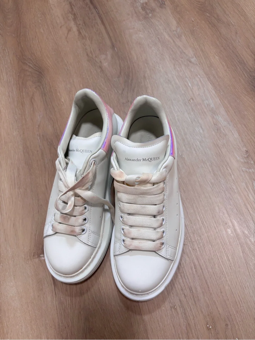Alexander McQUEEN White Leather Platform Sneaker with Pink Accent size 37